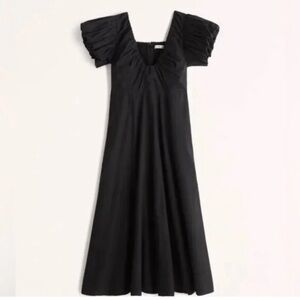 BNWT Abercrombie puff sleeve plunge v neck dress